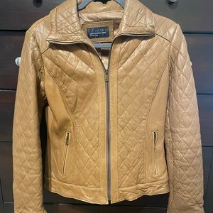 Jones New York Genuine leather jacket. The color is camel.